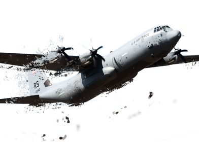 Abstract Shatter image of a C130 Hercules