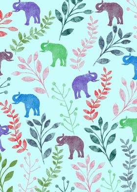 Floral and Elephant