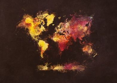 world map red yellow