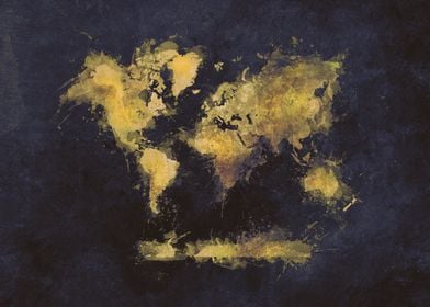 world map yellow black