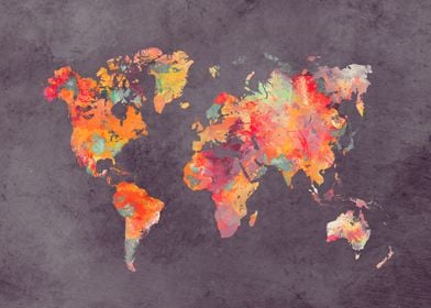 world map red brown