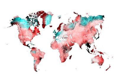 world map red blue