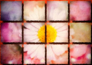 Beautiful daisy in mosaic style, as a digital painterly ... 