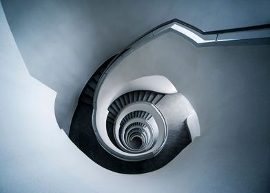 Spiral staircase in blue tones
