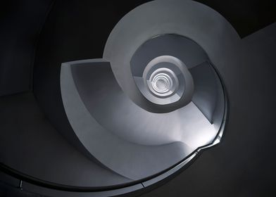 Modern spiral monochromatic staircase 