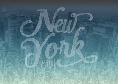 New York City typography on Manhattan photograph