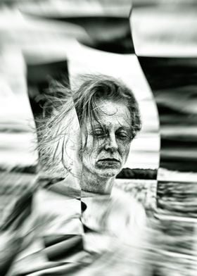 Abstract portrait of woman with closed eyes.