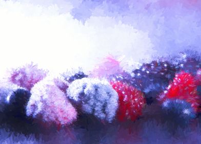 Digital art abstracted berries covered in frost