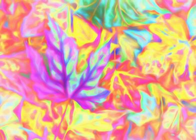 Cheerful abstract leaves in bright shades of pink, purp ... 
