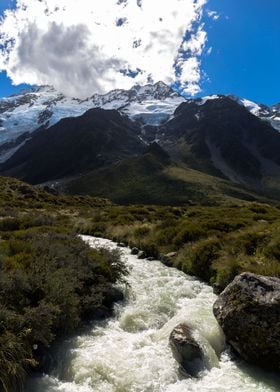 Glacier River Mount Cook, New Zealand