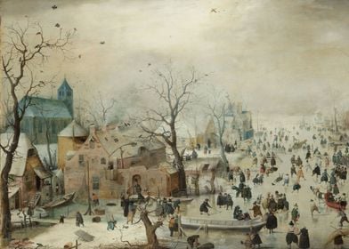 Hendrick Avercamp - Winter Landscape with Ice Skaters,c ... 