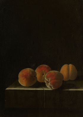 Adriaen Coorte - Four Apricots on a Stone Plinth, 1698, ... 