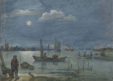 Hendrick Avercamp - Fishermen by Moonlight, c. 1595 - 1 ... 