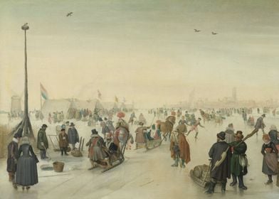 Hendrick Avercamp - Enjoying the Ice near a Town, c. 16 ... 