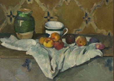 Paul Cézanne - Still Life with Jar, Cup, and Apples, ca ... 