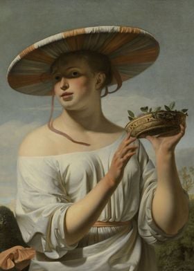 Caesar Boëtius van Everdingen - Girl in a Large Hat, c. ... 