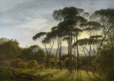 Hendrik Voogd - Italian Landscape with Umbrella Pines,  ... 