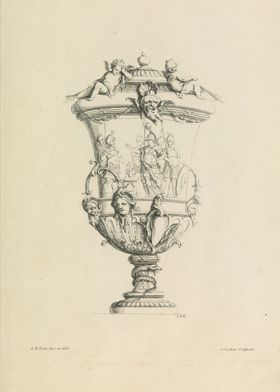 Vintage graphic of Vase with ornaments 