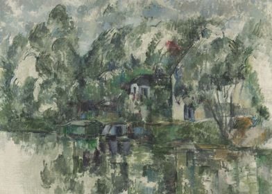 Paul Cézanne - At the Water's Edge, c. 1890, oil on can ... 