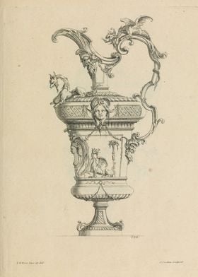 Vintage graphic of Vase with ornaments 