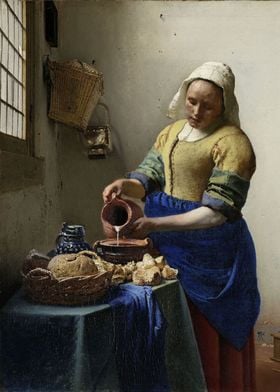 Johannes Vermeer - The Milkmaid, c. 1660, oil on canvas ... 