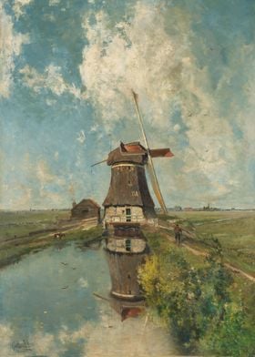 Paul Joseph Constantin Gabriël, A Windmill on a Polder  ... 