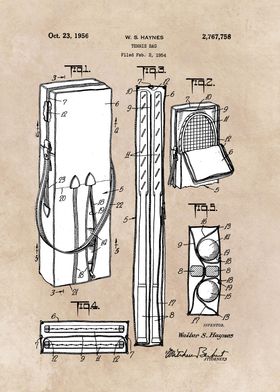 patent art Haynes Tennis bag 1956