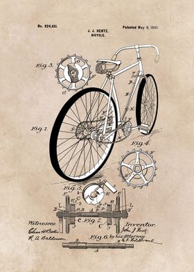 patent art Hentz Bicycle 1899