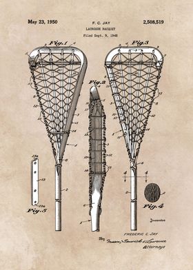 patent art Jay Lacrosse Racquet 1950