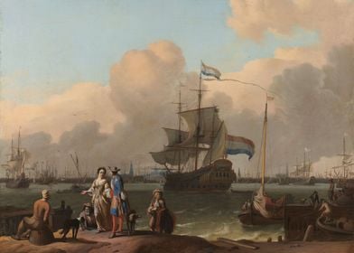 Ludolf Bakhuysen - The Y at Amsterdam, with the Frigate ... 