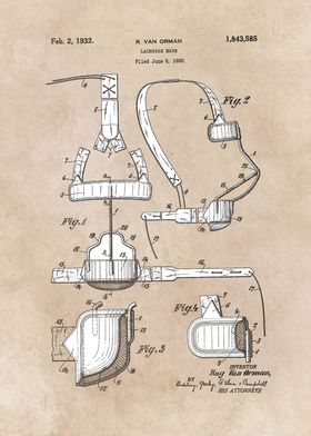 patent art Orman Lacrosse mask 1932