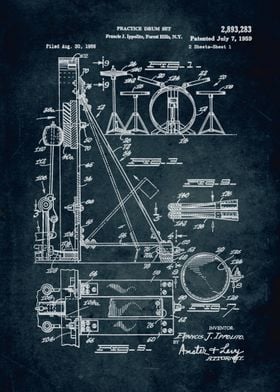 No006 - 1956 - Practice drum set - Inventor Francis J.  ... 