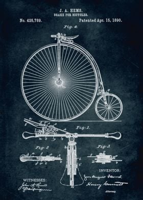 No052 - 1890 - Brake for bicycles - Inventor J. A. Hems ... 