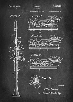 Clarinet - Patent #1,837,823 by A. Loomis - 1930