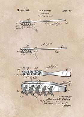 patent art Brown Toothbrush 1939