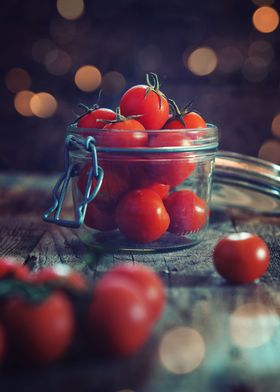 Jar of tomatoes with emotional light ambient