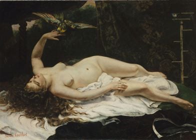 Gustave Courbet - Woman with a Parrot, 1866, oil on can ... 