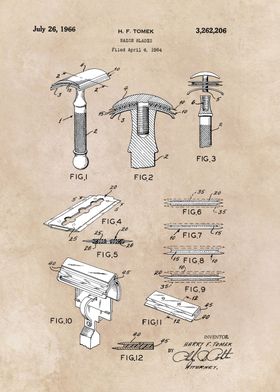 patent art - Tomek - Razor blades - 1964