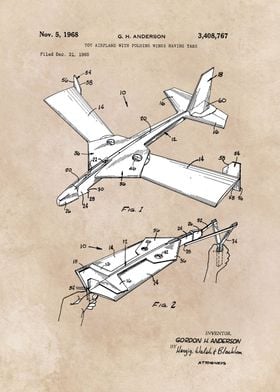 patent art - Anderson -  Toy airplane with folding wing ... 