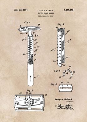 patent art - Waldeck - Safety Razor Marker  - 1964