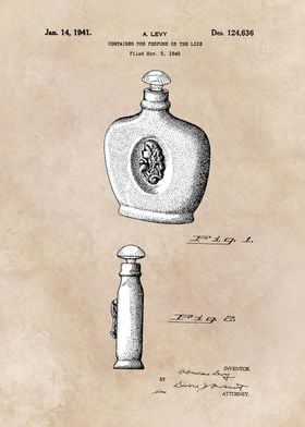 patent art Levy Container for perfume or the like 1940