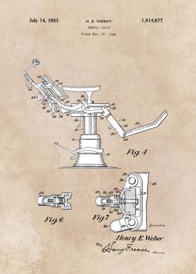 patent art Weber Dental chair 1928