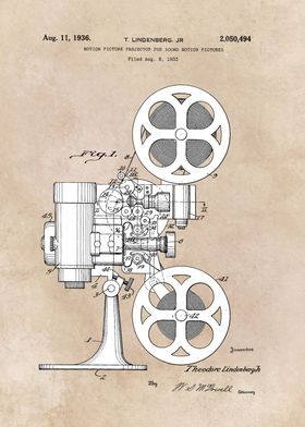 patent art Lindenberg Motion Picture Projector for soun ... 