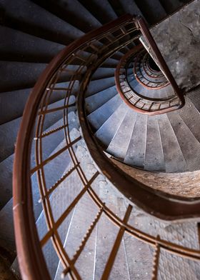 Old metal spiral staircase