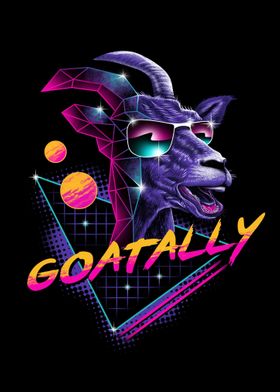 Neon infused synthwave design of a goat.