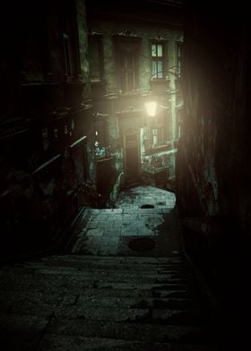 Small alley at night