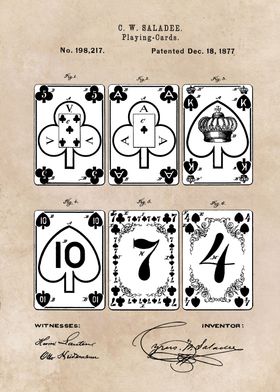 patent art Saladee Playing Cards 1877