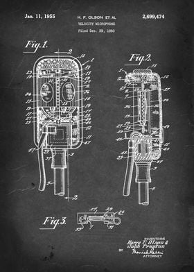 Velocity Microphone - Patent #2,699,474 by H. F. Olson  ... 