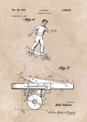 patent art Sakwa Skateboard brake 1966 part 1 