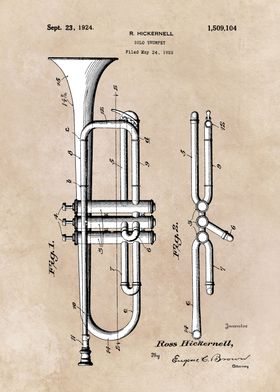 patent art Hickernell Solo trumpet 1924